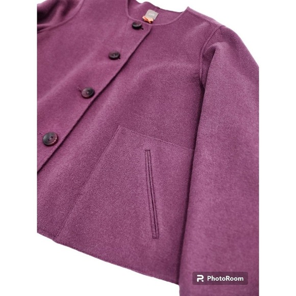 J Jill Boxy Sweater Jacket Purple Wool Angora Button Pockets Size XL Petite - Picture 4 of 10